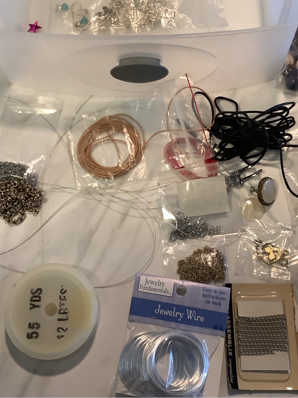 Mix Lot 3+ lbs VTG~New Glass~Plastic~Wood~Seed Beads & Various Types of Findings - Picture 11 of 11